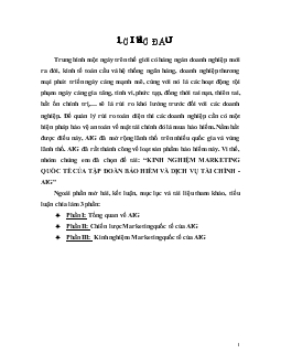 Đề tài Kinh nghiệm Marketing quốc tế của tập đoàn bảo hiểm và dịch vụ tài chính AIG