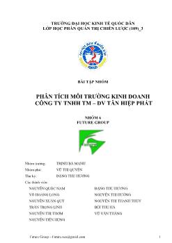 Đề tài Phân tích môi trường kinh doanh công ty TNHH thương mại dịch vụ Tân Hiệp Phát