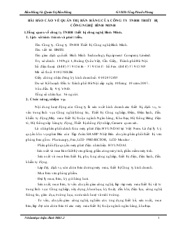 Đề tài Quản trị bán hàng của công ty TNHH thiết bị công nghệ Bình Minh