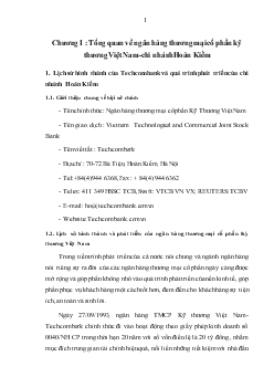 Đề tài Thực trạng và giải pháp nâng cao hoạt động Marketing tại ngân hàng thương mại cổ phần kỹ thương Việt Nam chi nhánh Hoàn Kiếm