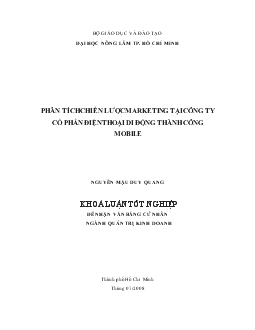 Khóa luận Phân tích chiến lược Marketing tại công ty cổ phần điện thoại di động thành công Mobile