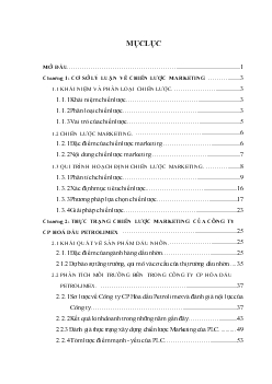 Luận văn Chiến lược Marketing của công ty cổ phần hóa dầu Petrolimex