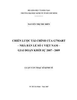 Luận văn Chiến lược tài chính của G7MART - Nhà bán lẻ số 1 Việt Nam giai đoạn khởi sự 2007-2009