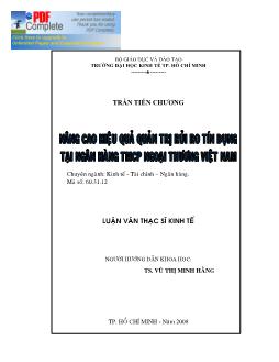 Luận văn Nâng cao hiệu quả quản trị rủi ro tín dụng tại Ngân hàng thương mại cổ phần Ngoại thương Việt Nam