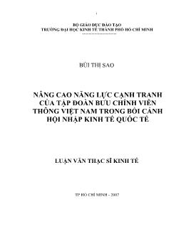 Luận văn Nâng cao năng lực cạnh tranh của tập đoàn bưu chính viễn thông Việt Nam trong bối cảnh hội nhập kinh tế quốc tế