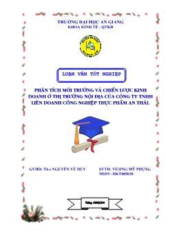 Luận văn Phân tích tình hình và hiệu quả sử dụng vốn của công ty Xuất Nhập Khẩu An Giang