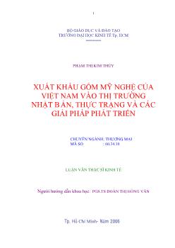 Luận văn Xuất khẩu gốm mỹ nghệ của Việt Nam vào thị trường Nhật Bản, thực trạng và các giải pháp phát triển