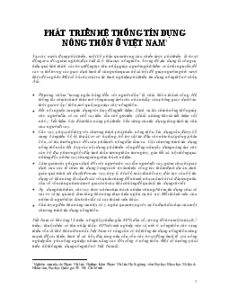 Phát triển hệ thống tín dụng nông thôn ở Việt Nam