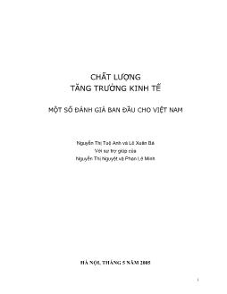 Tăng cường chất lượng kinh tế - Một số đánh giá ban đầu cho Việt Nam