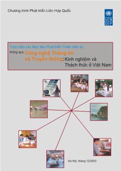 Thực hiện các Mục tiêu Phát triển Thiên niên kỷ thông qua Công nghệ Thông tin và Truyền thông - Kinh nghiệm và Thách thức ở Việt Nam