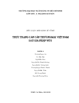 Tiểu luận Thực trạng cán cân thương mại Việt Nam sau gia nhập WTO