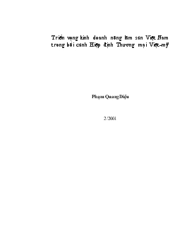 Triển vọng kinh doanh nông lâm sản Việt Nam trong bối cảnh Hiệp định Thương mại Việt-Mỹ