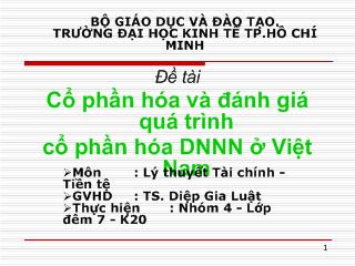Đề tài Cổ phần hóa và đánh giá quá trình cổ phần hóa doanh nghiệp nhà nước ở Việt Nam