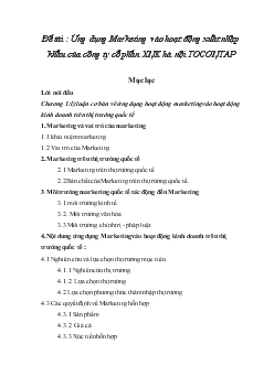 Đề tài Ứng dụng Marketing vào hoạt động xuất nhập khẩu của công ty cổ phần xuất nhập khẩu Hà Nội TOCONTAP