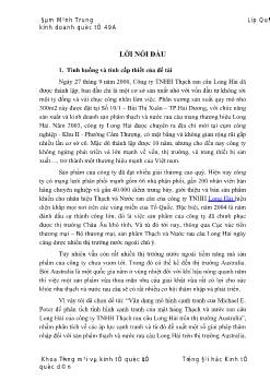 Đề tài Vận dụng mô hình cạnh tranh của Michael E.Poter để phân tích tình hình cạnh tranh của mặt hàng Thạch và nước rau câu Long Hải của công ty TNHH thạch rau câu Long Hải trên thị trường Australia