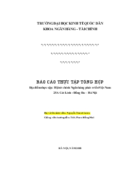 Báo cáo Thực tập tổng hợp tại Hội sở chính ngân hàng phát triển Việt Nam 25A Cát Linh, Đống Đa, Hà Nội