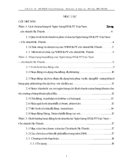 Báo cáo Thực tập tổng hợp tại Ngân hàng đầu tư và phát triên Việt Nam - Chi nhánh Hà Thành