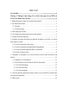 Chuyên đề Một số vấn đề hoàn thiện cơ cấu tổ chức quản lý của Ngân hàng nông nghiệp và phát triển nông thôn Chi nhánh Nam Hà Nội