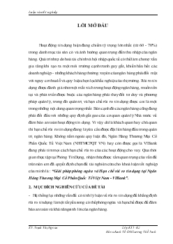 Đề tài Giải pháp phòng ngừa và Hạn chế rủi ro tín dụng tại Ngân Hàng Thương Mại Cổ Phần Quốc Tế Việt Nam - VIBank