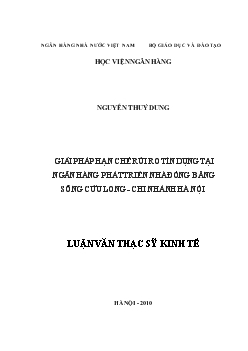 Luận văn Giải pháp hạn chế rủi ro tín dụng tại ngân hàng phát triển nhà đồng bằng sông Cửu Long - Chi nhánh Hà Nội