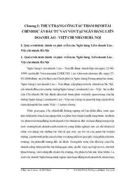 Luận văn Giải pháp nâng cao chất lượng thẩm định tài chính dự án đầu tư vay vốn tại ngân hàng liên doanh Lào – Việt chi nhánh Hà Nội