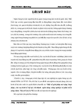 Luận văn Một số giải pháp mở rộng hoạt động cho vay kinh tế hộ tại chi nhánh ngân hàng nông nghiệp và phát triển nông thôn- Thị xã Cửa Lò