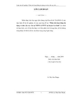 Luận văn Phân tích hoạt động tín dụng và nhu cầu vay vốn tại Ngân hàng nông nghiệp và phát triển nông thôn huyện Cao lãnh