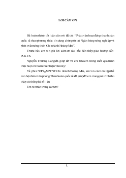 Luận văn Phát triển hoạt động thanh toán quốc tế theo phương thức tín dụng chứng từ tại Ngân hàng nông nghiệp và phát triển nông thôn Chi nhánh Hoàng Mai