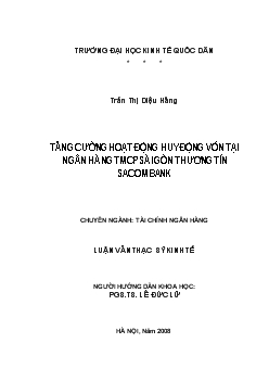 Luận văn Tăng cường hoạt động huy động vốn tại ngân hàng thương mại cổ phần Sài Gòn Thương Tín Sacombank