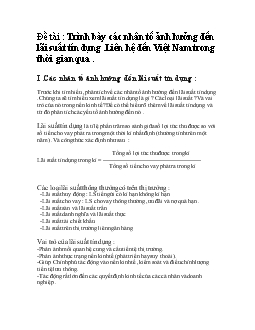 Tiểu luận Các nhân tố ảnh hưởng đến lãi suất tín dụng, Liên hệ đến Việt Nam trong thời gian qua