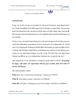 Tiểu luận Hoạt động tín dụng xuất khẩu của ngân hàng thương mại cổ phần phát triển nhà thành phố Hồ Chí Minh ( HD Bank)