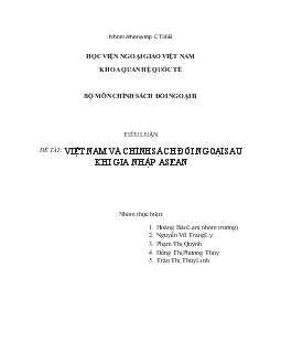 Tiểu luận Việt Nam và chính sách đối ngoại sau khi gia nhập asean