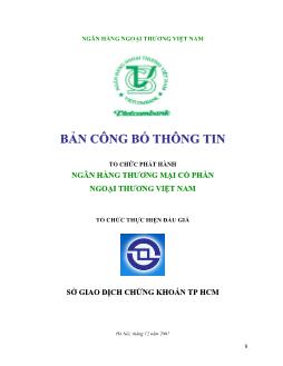 Bản công bố thông tin tổ chức phát hành Ngân hàng Thương mại Cổ phần Ngoại thương Việt Nam tổ chức thực hiện đấu giá