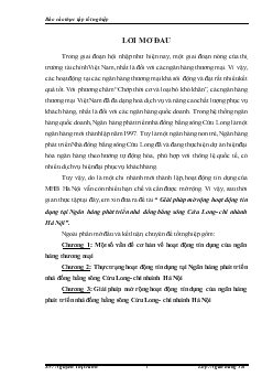 Chuyên đề Giải pháp mở rộng hoạt động tín dụng tại Ngân hàng phát triển nhà đồng bằng sông Cửu Long- Chi nhánh Hà Nội