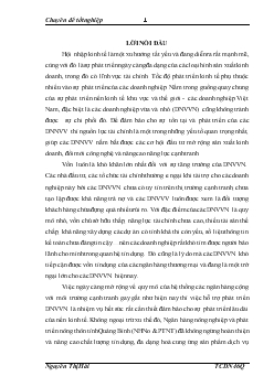 Chuyên đề Một số giải pháp nhằm mở rộng hoạt động cho vay đối với các doanh nghiệp vừa và nhỏ tại Ngân hàng Nông nghiệp và Phát triển nông thôn tỉnh Quảng Bình