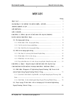 Khóa luận Giải pháp hạn chế rủi ro tín dụng tại Chi nhánh Ngân hàng Ngoại thương Thành Công