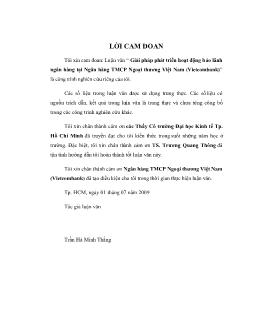 Luận văn Giải pháp phát triển hoạt động bảo lãnh ngân hàng tại Ngân hàng thương mại cổ phần Ngoại thương Việt Nam (Vietcombank)