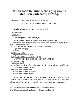 Tiểu luận Chính sách lãi suất và tác động của nó đến nền kinh tế thị trường
