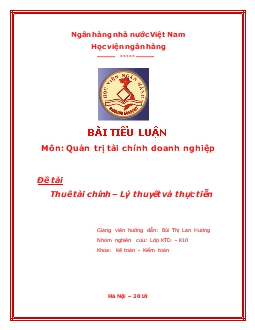 Tiểu luận Thuê tài chính – Lý thuyết và thực tiễn