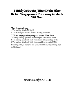 Tiểu luận Tổng quan về Thị trường tài chính Việt Nam