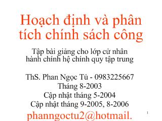 Bài giảng Hoạch định và phân tích chính sách công