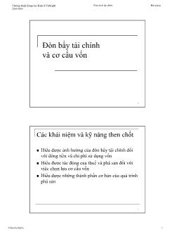 Bài giảng Phân tích tài chính - Đòn bẩy tài chính và cơ cáu vốn