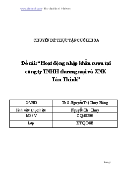 Chuyên đề Hoạt động nhập khẩu rượu tại Công ty TNHH Thương mại và Xuất nhập khẩu Tân Thịnh