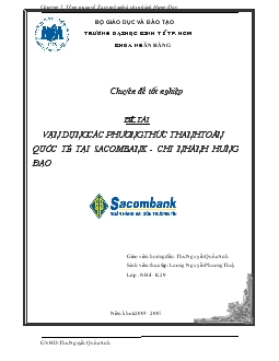 Chuyên đề Vận dụng các phương thức thanh toán quốc tế tại Sacombank - Chi nhánh Hưng Đạo