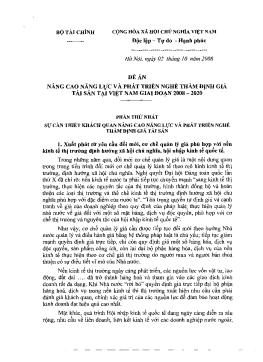 Đề án Nâng cao năng lực và phát triển nghề thẩm định giá tài sản tại Việt Nam giai đoạn 2008 - 2020
