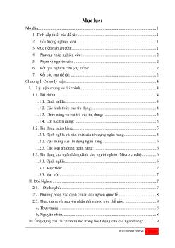 Đề tài Các giải pháp tối ưu hóa của các hoạt động tín dụng của các ngân hàng dành cho người nghèo