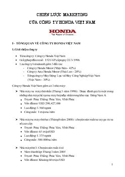 Đề tài Chiến lược Marketing của công ty Honda Việt Nam