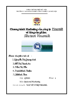 Đề tài Chương trình Marketing của công ty VinaMilk về dòng sản phẩm sữa tươi VinaMilk
