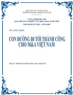 Đề tài Con đường đi tới thành công cho M&A Việt Nam