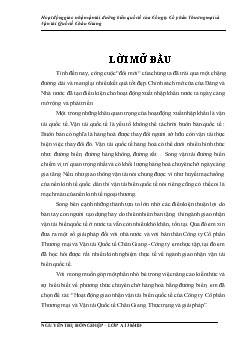 Đề tài Hoạt động giao nhận vận tải biển quốc tế của Công ty Cổ phần Thương mại và Vận tải Quốc tế Châu Giang